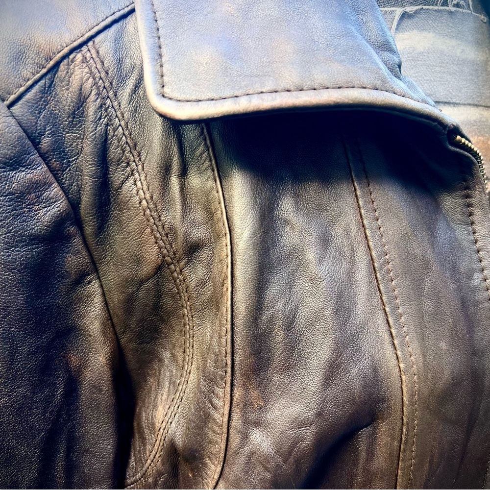 Vintage Lamb Leather Bomber Jacket Anorak Large-XL - Picture 10 of 16